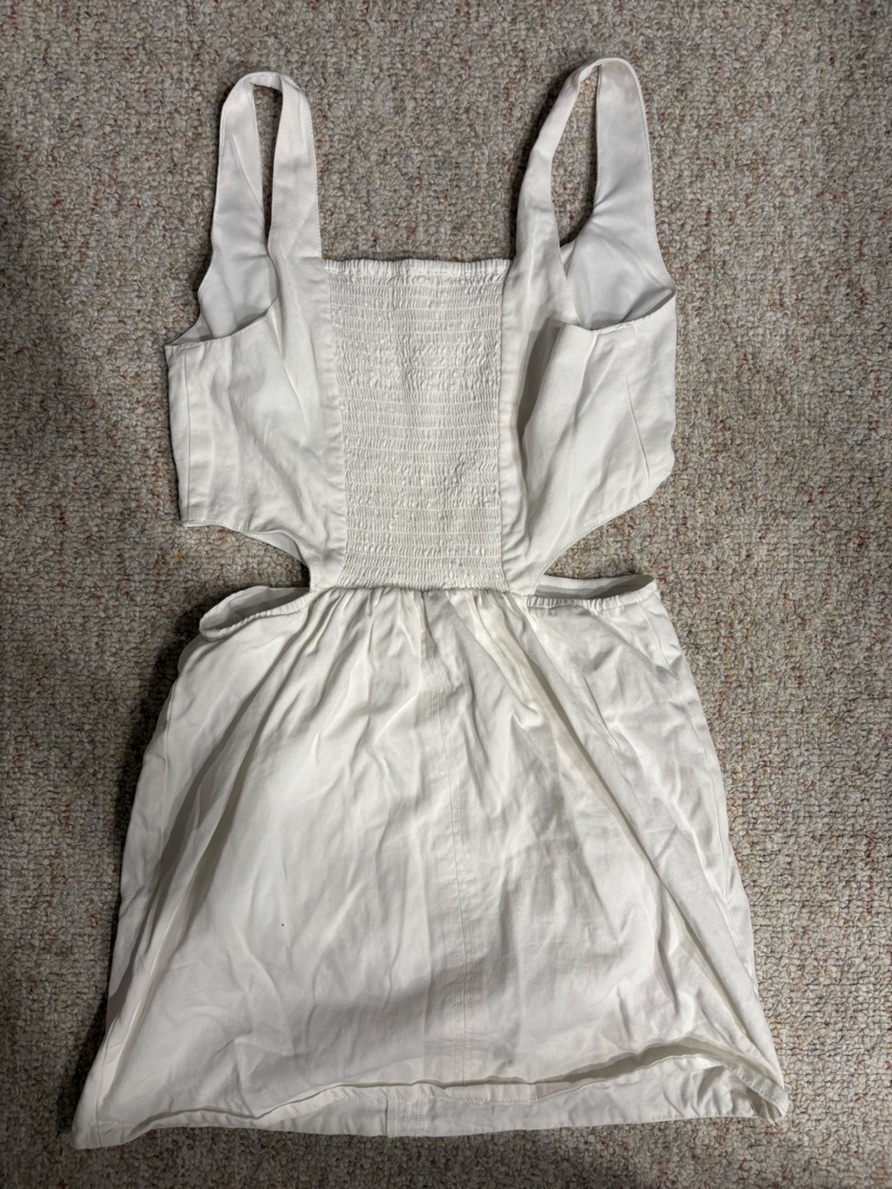 Women’s White Cutout Mini Dress with Smocked Back